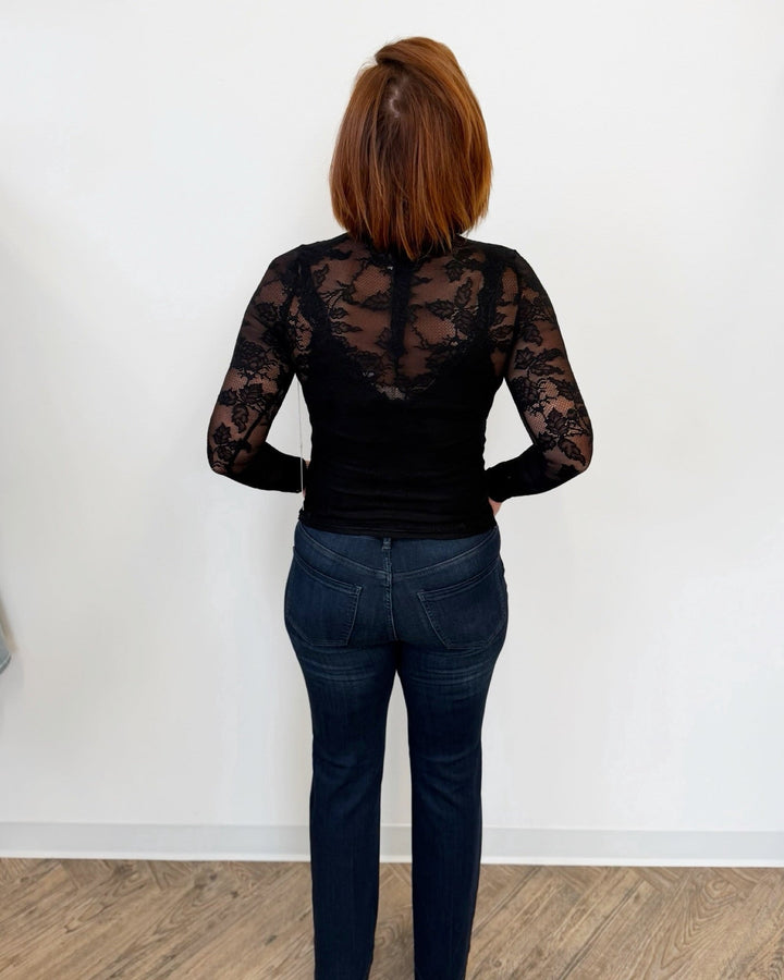 Bishop + Young Spencer Funnel Neck Toplong sleeve mesh top