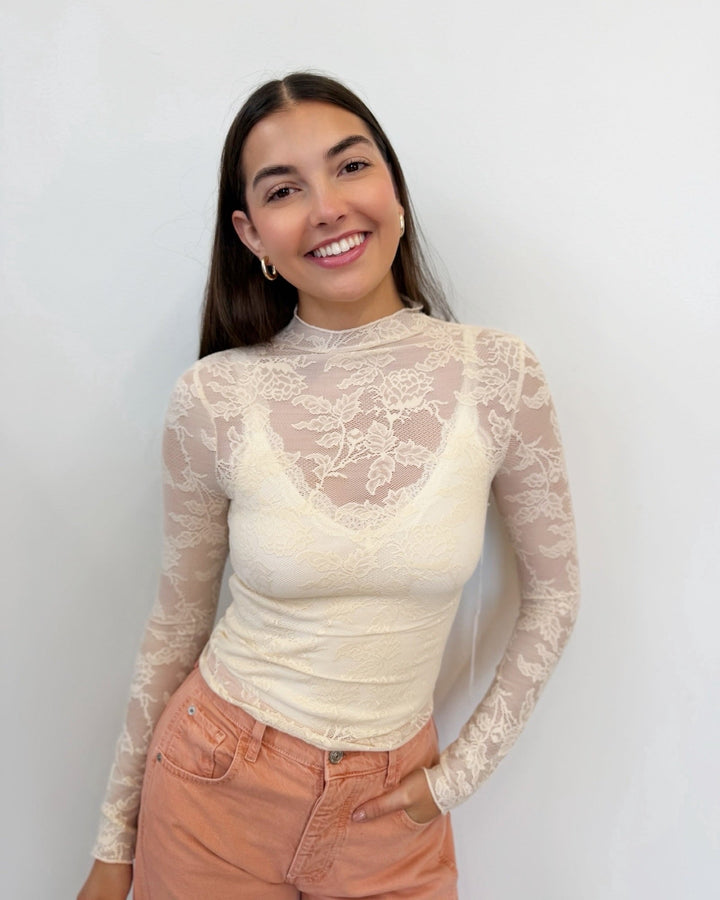 Bishop + Young Spencer Funnel Neck Toplong sleeve mesh top