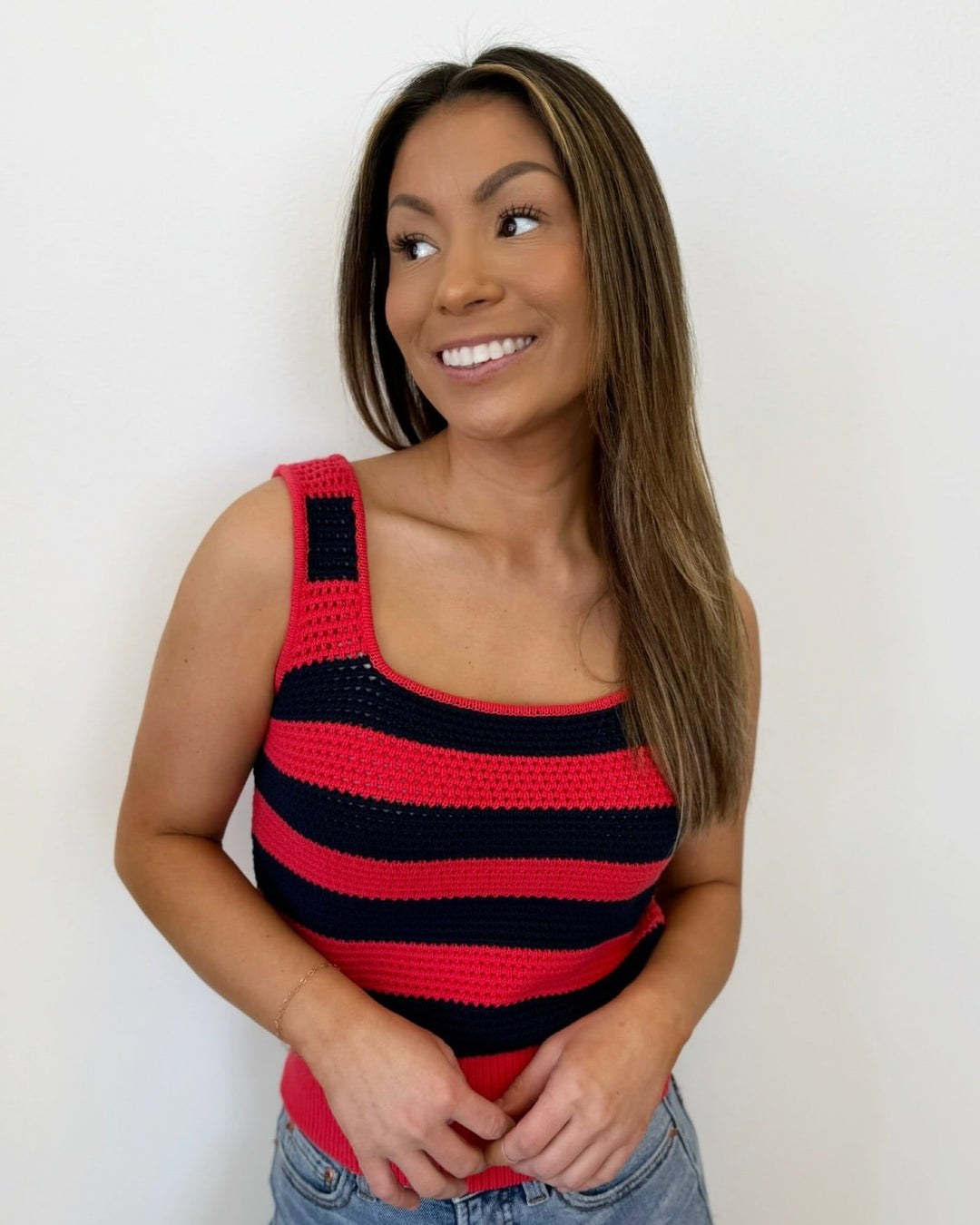 Blake Square Neck Crochet Knit Tanksleeveless knit