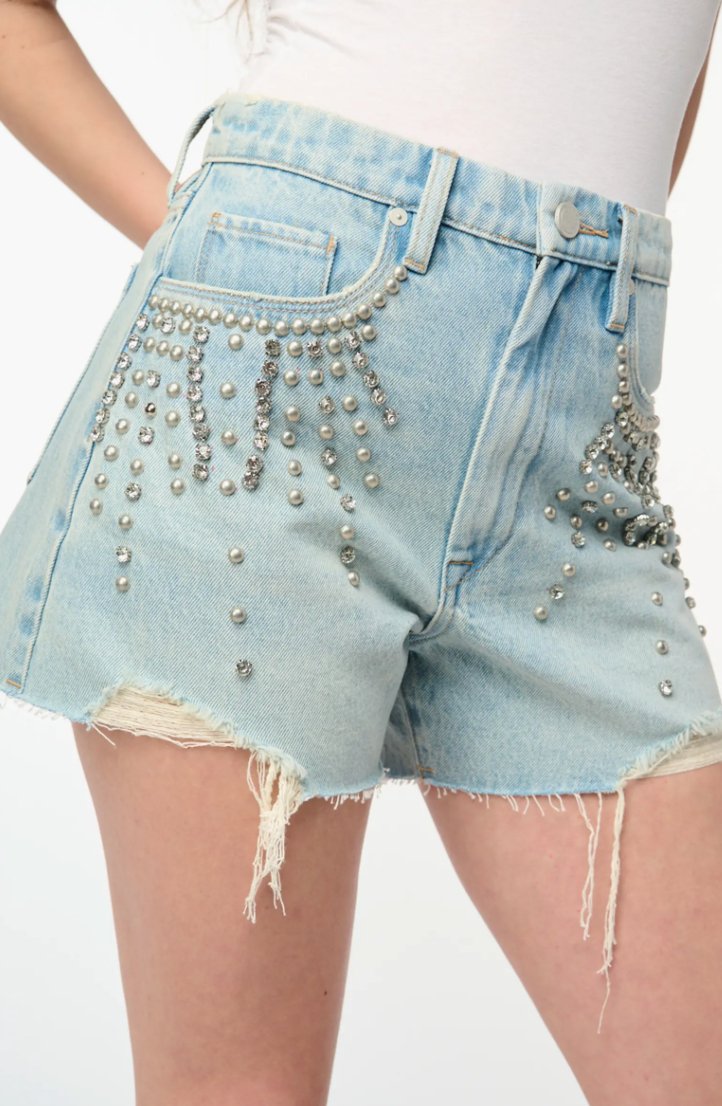 Blank NYC The Reeve Studded Cutoff Denim ShortsShorts