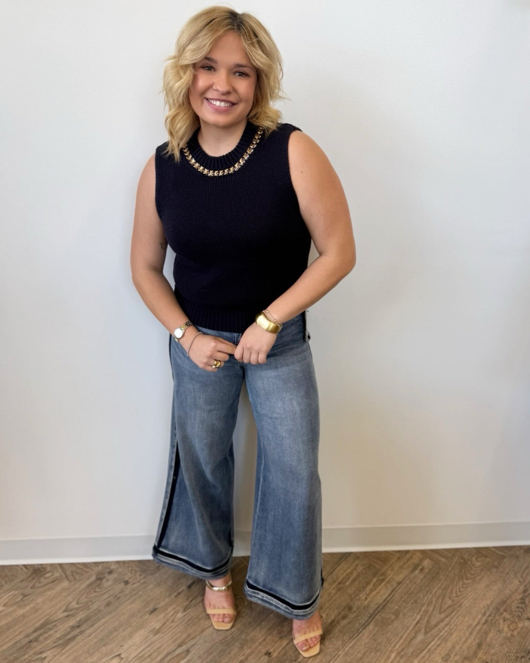 Blase Knit Tank with Chain Detailsleeveless knit