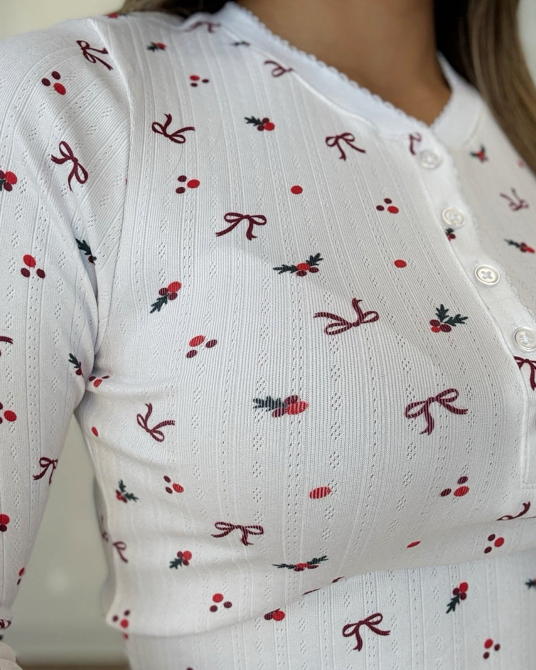 Bows & Holly Pointelle Lounge Toplounge top