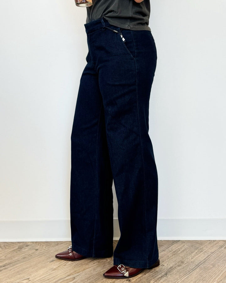 Briar Wide Leg Denim Inspired Trouser with PintuckTrouser