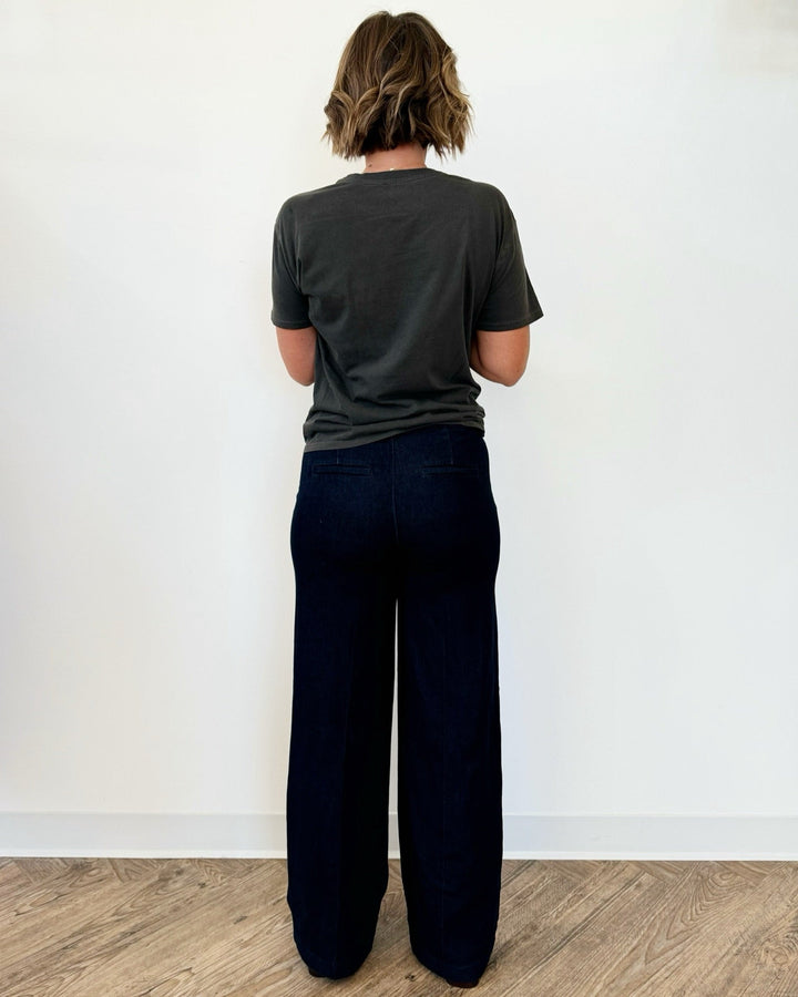 Briar Wide Leg Denim Inspired Trouser with PintuckTrouser