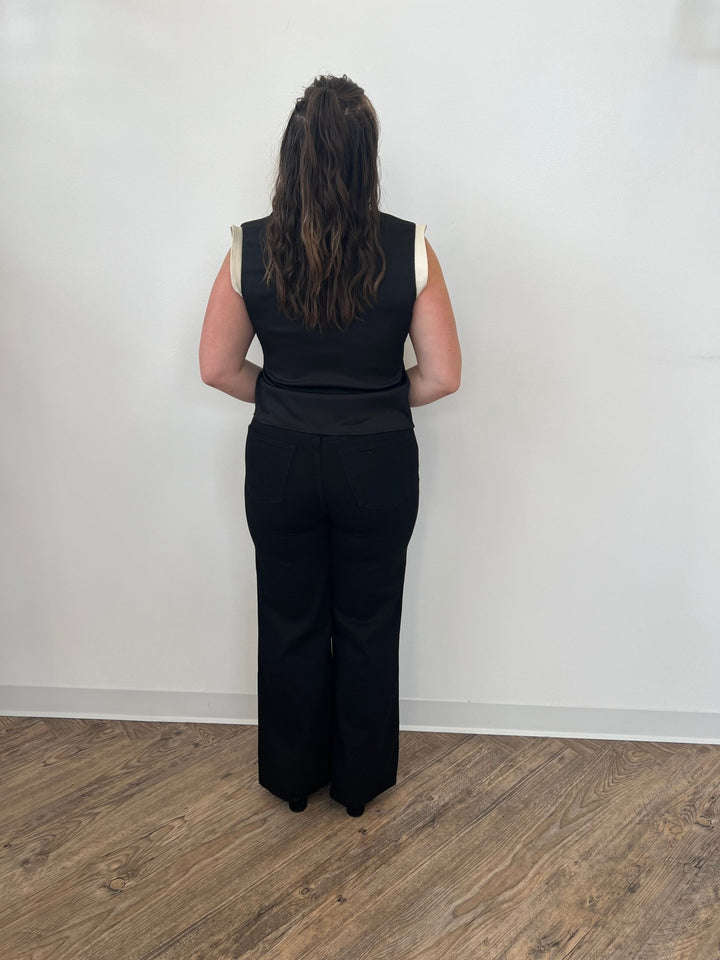 Britton Collared Top with Silver Buttonstop
