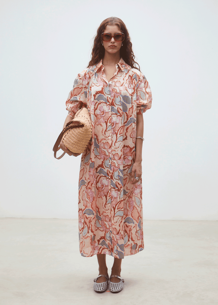 Cadix Short Sleeve Printed Dressmidi dress