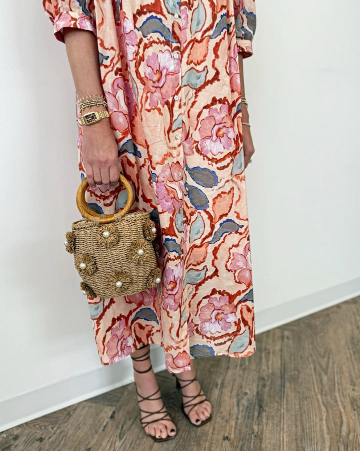 Cadix Short Sleeve Printed Dressmidi dress