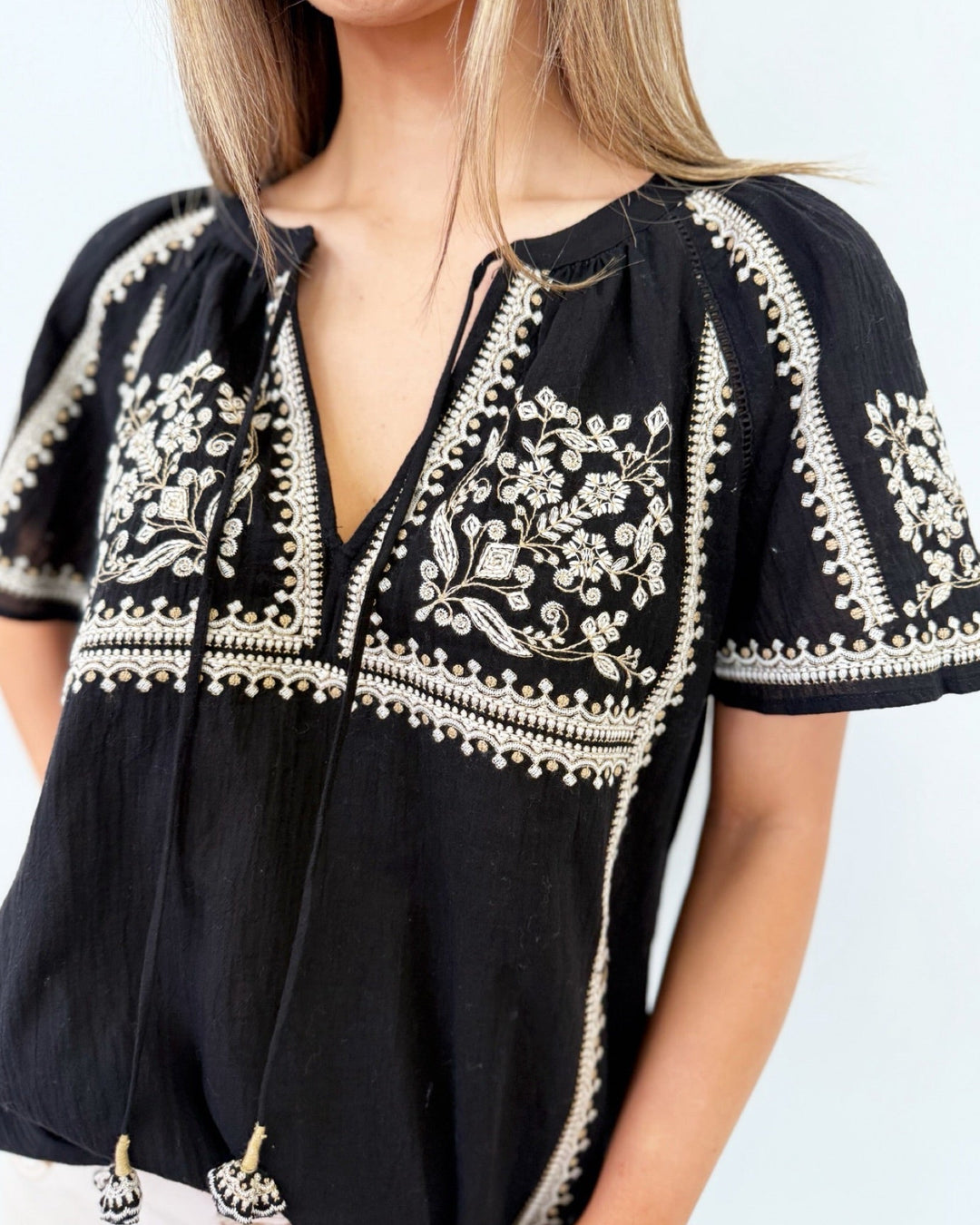 Camden Embroidered TopShort Sleeve Top