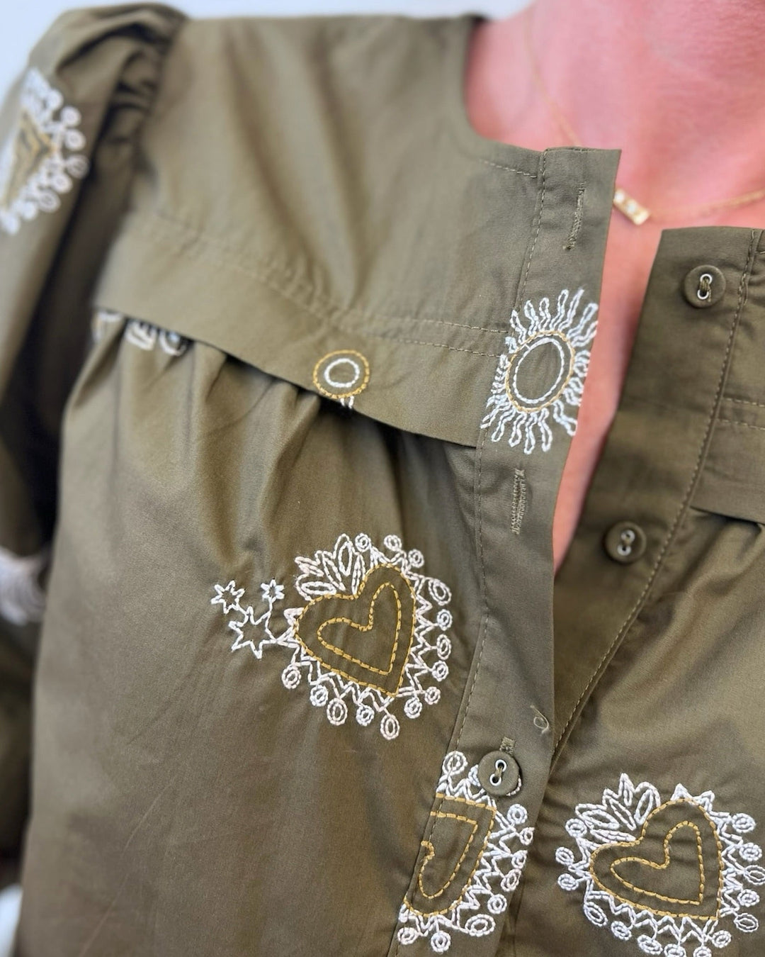 Camila Bubble Sleeve Button Downtop