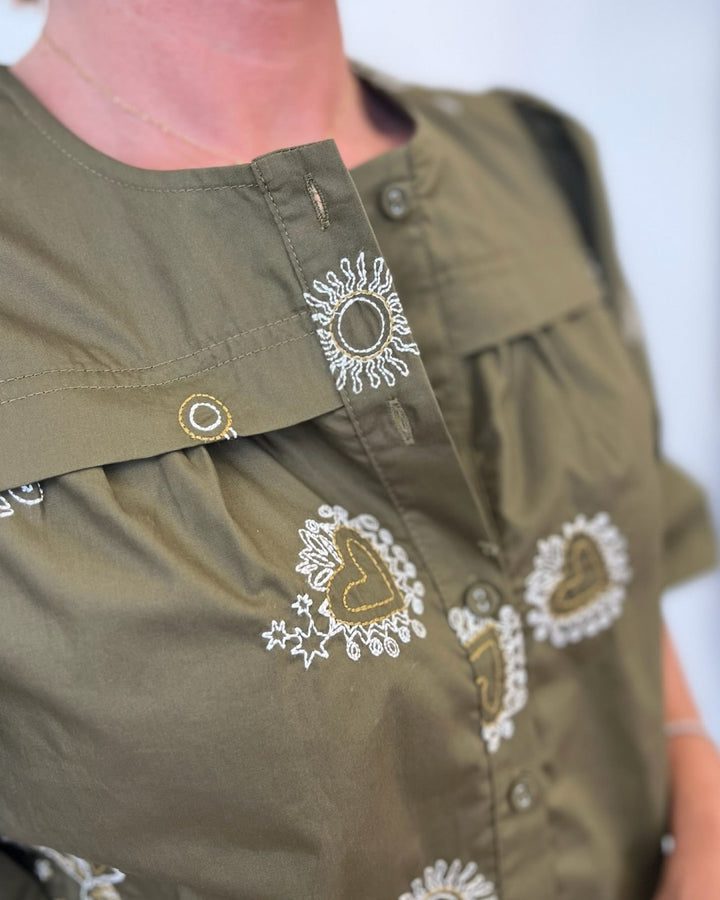 Camila Bubble Sleeve Button Downtop