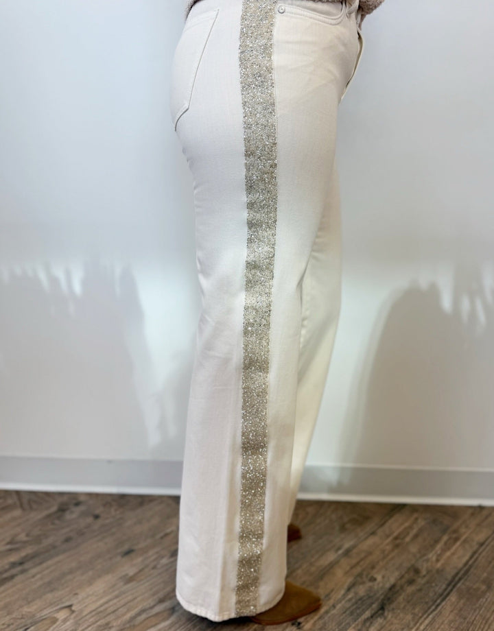 Carlena Straight Leg Jeans with Shimmer StripeJeans