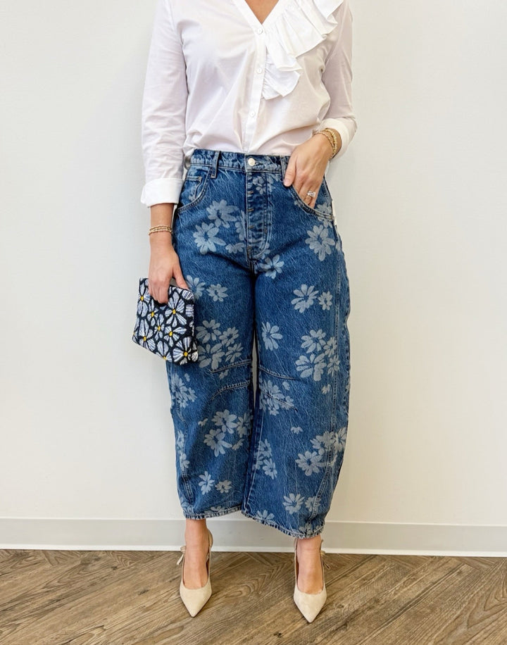 Caspian Daisy Printed Barrel JeansDenim Jeans