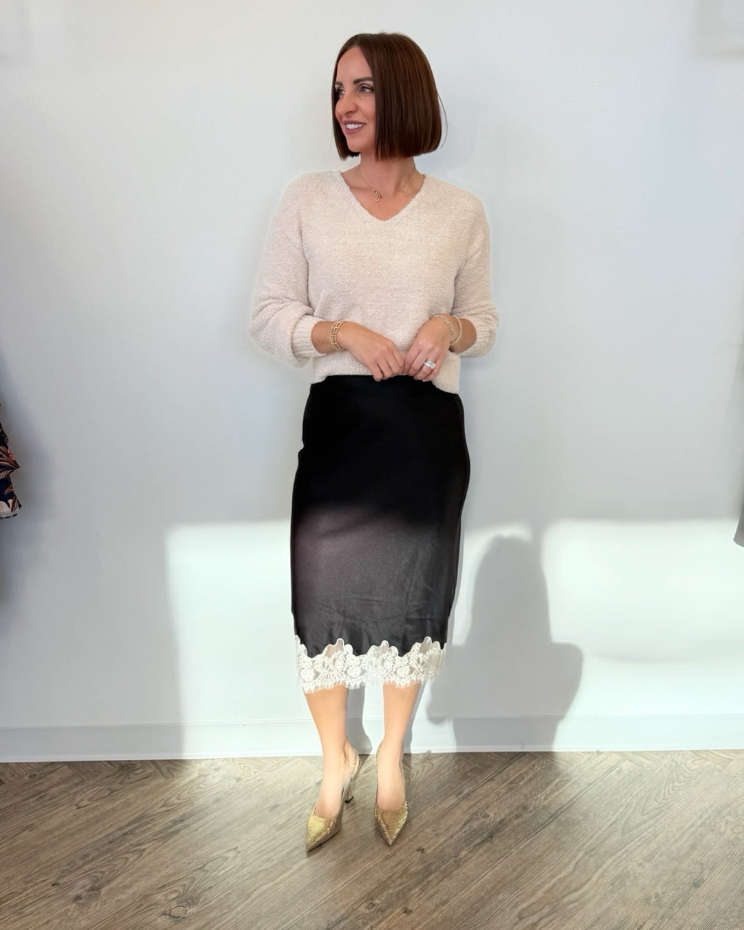 Cassandra Slip Skirt with Lace Detailskirt