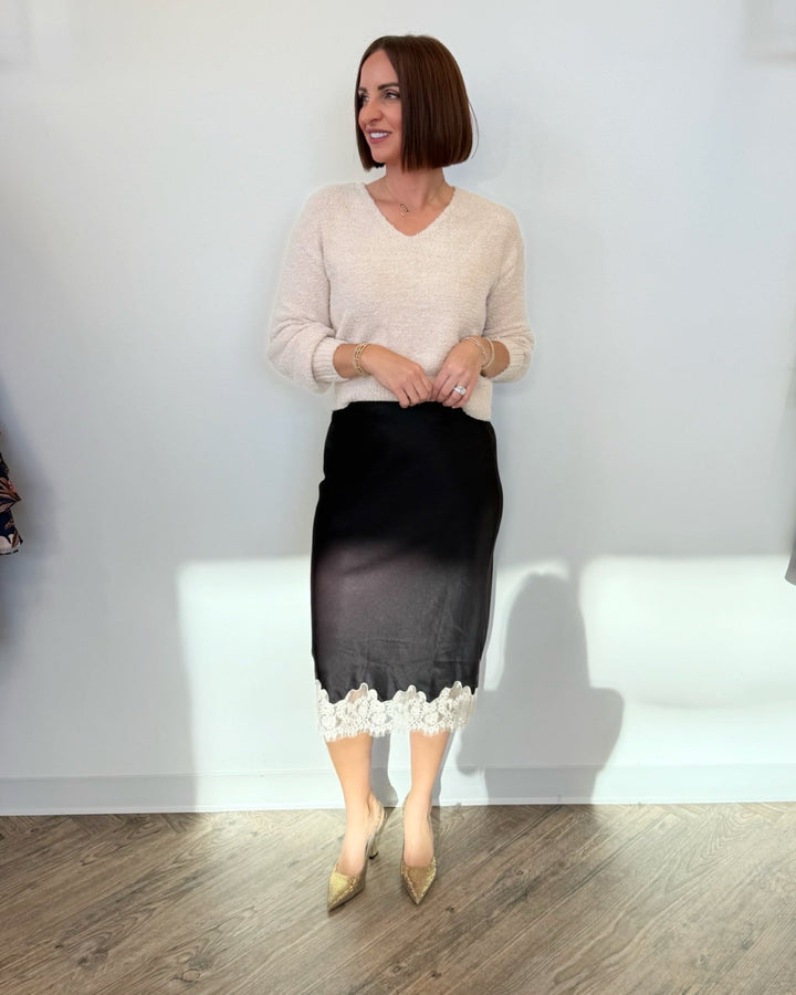 Cassandra Slip Skirt with Lace Detailskirt