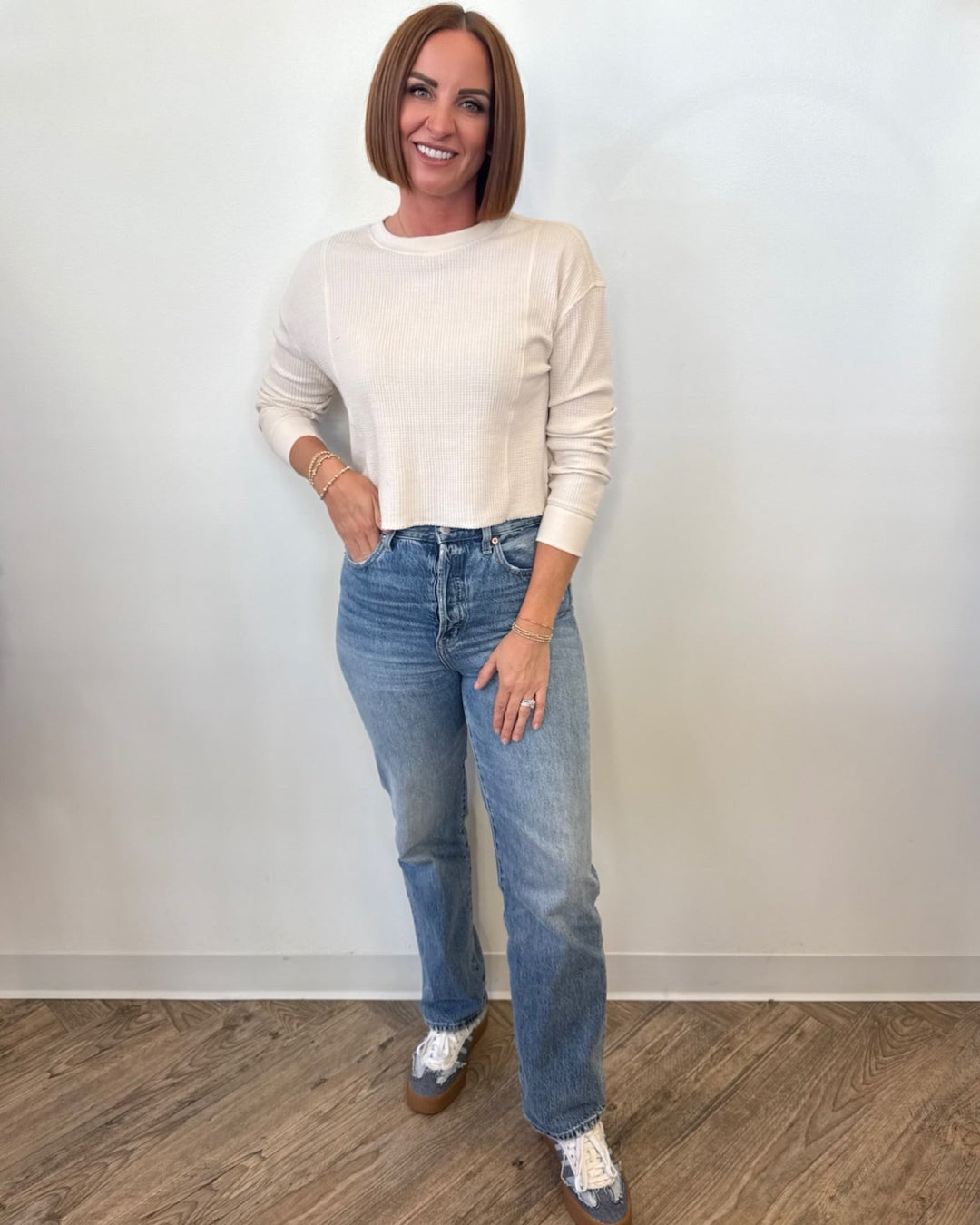 Charlene Waffle Knit Long Sleeve TopTop