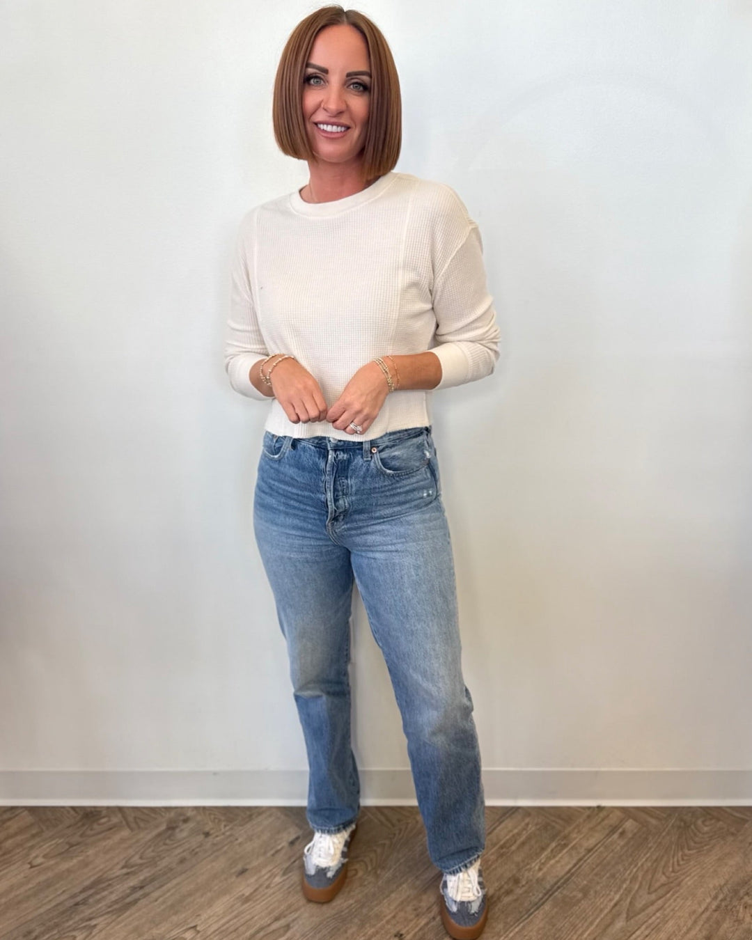 Charlene Waffle Knit Long Sleeve TopTop