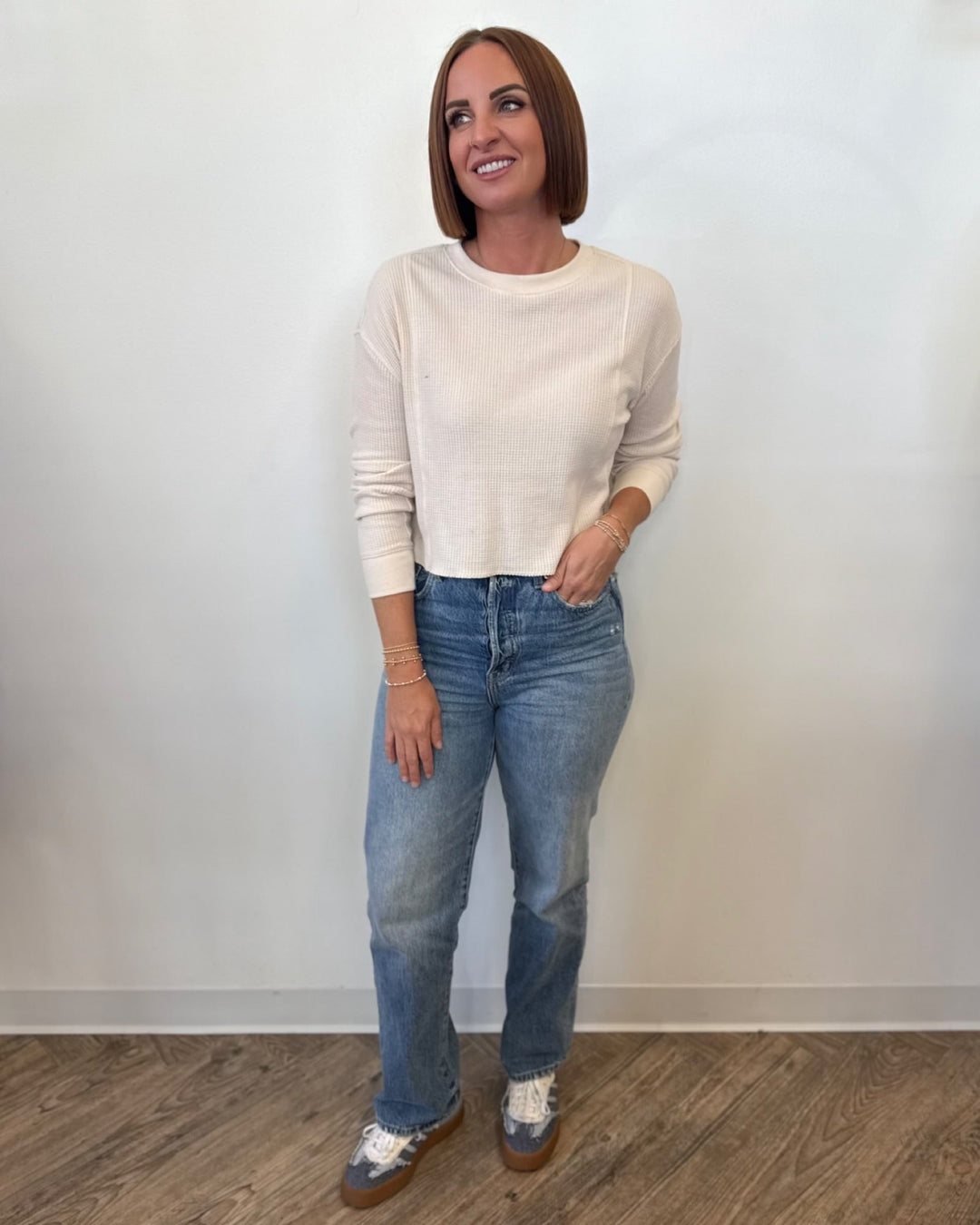 Charlene Waffle Knit Long Sleeve TopTop