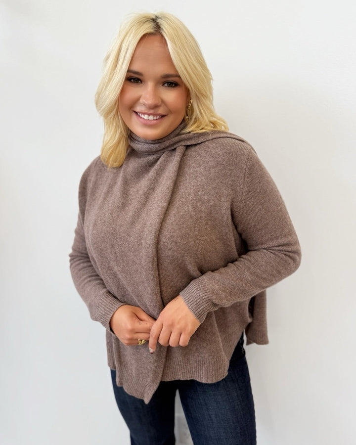 Chella Long Sleeve Knit with Draped NecklineSweater