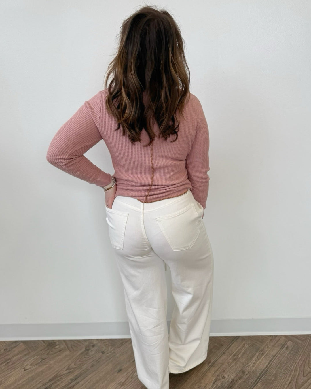 Colbie Long Sleeve Waffle Knit Henleylong sleeve top