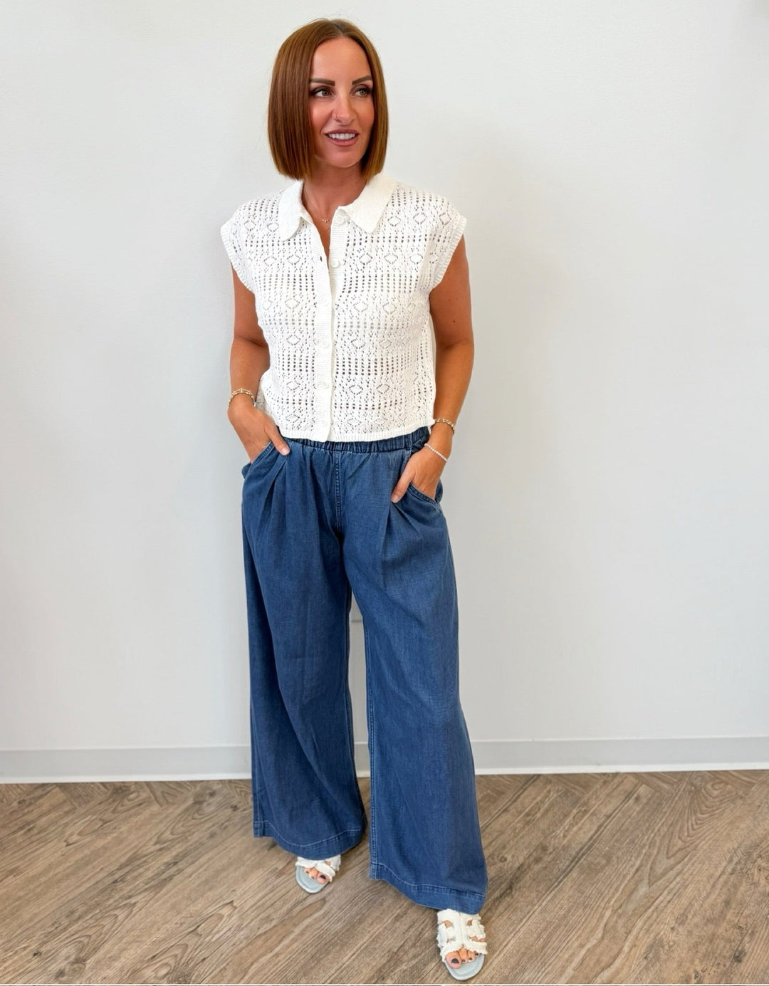Connie Wide Leg Pull On PantPants