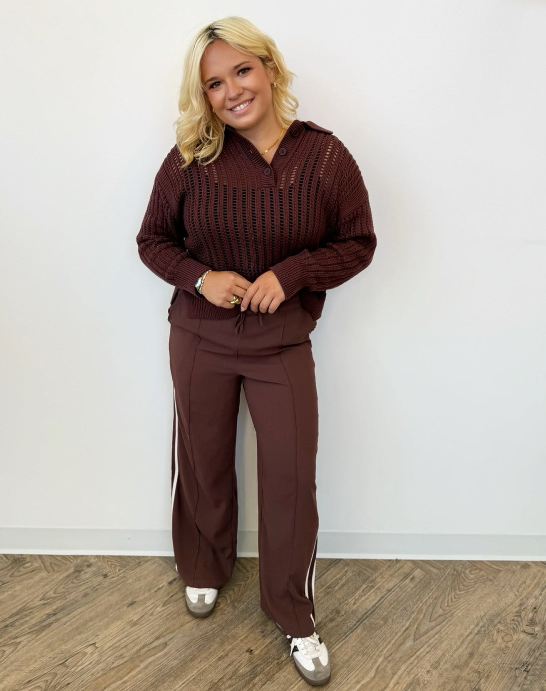 Conway Crochet Polo Sweatersweater