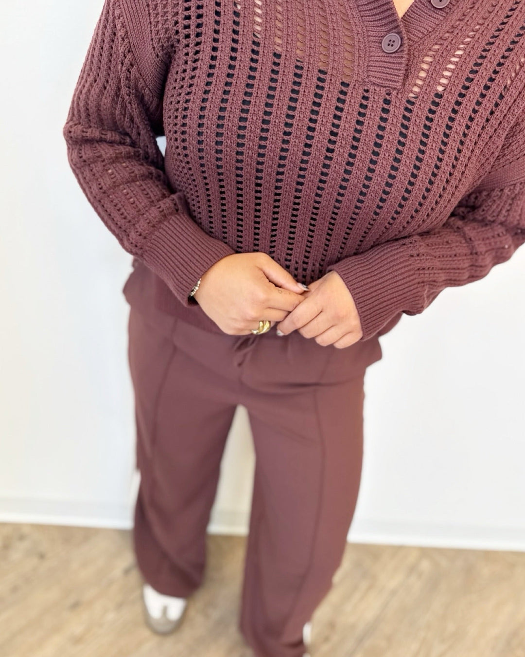 Conway Crochet Polo Sweatersweater