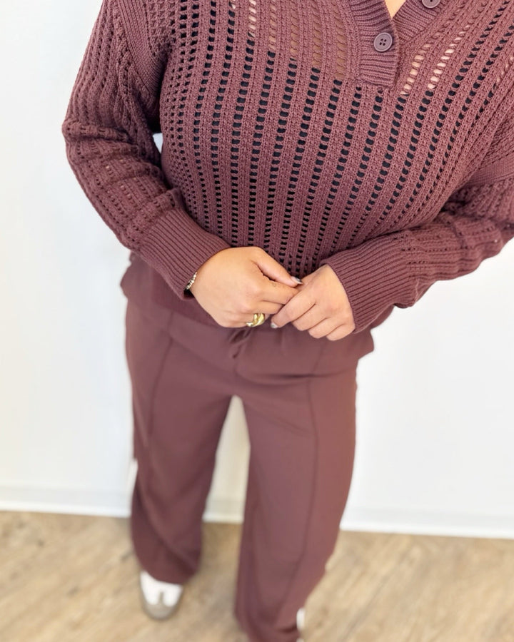 Conway Crochet Polo Sweatersweater
