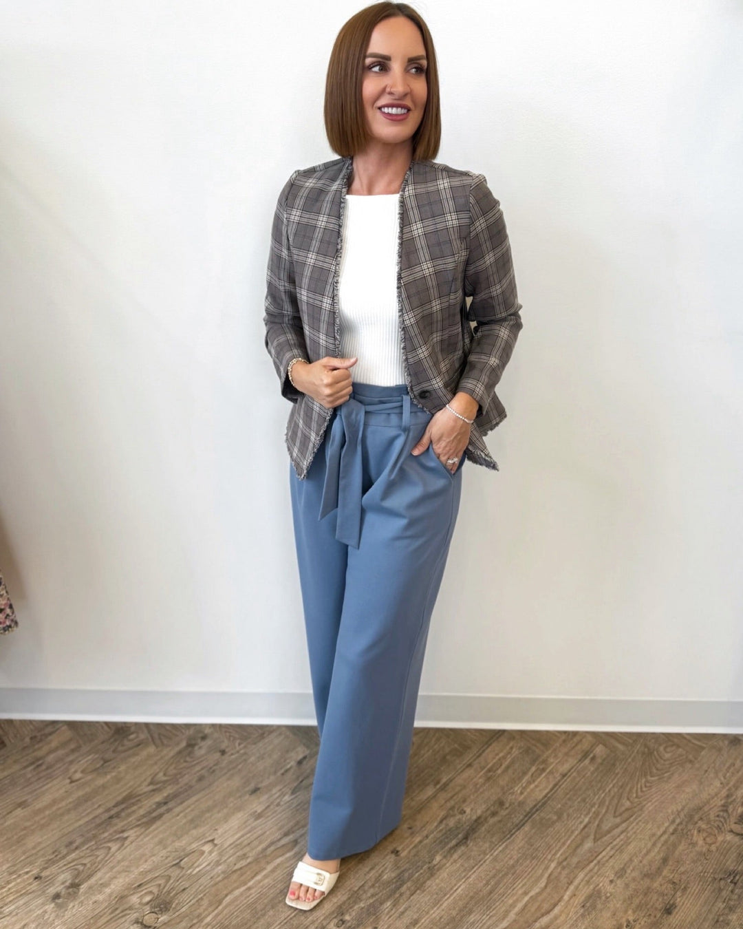 Covey Collarless Fitted BlazerBlazer