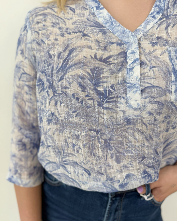 Daris 3/4 Quarter Sleeve TopGauze Top
