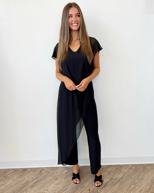Day to Night Jumpsuit with Chiffon OverlayJumpsuit