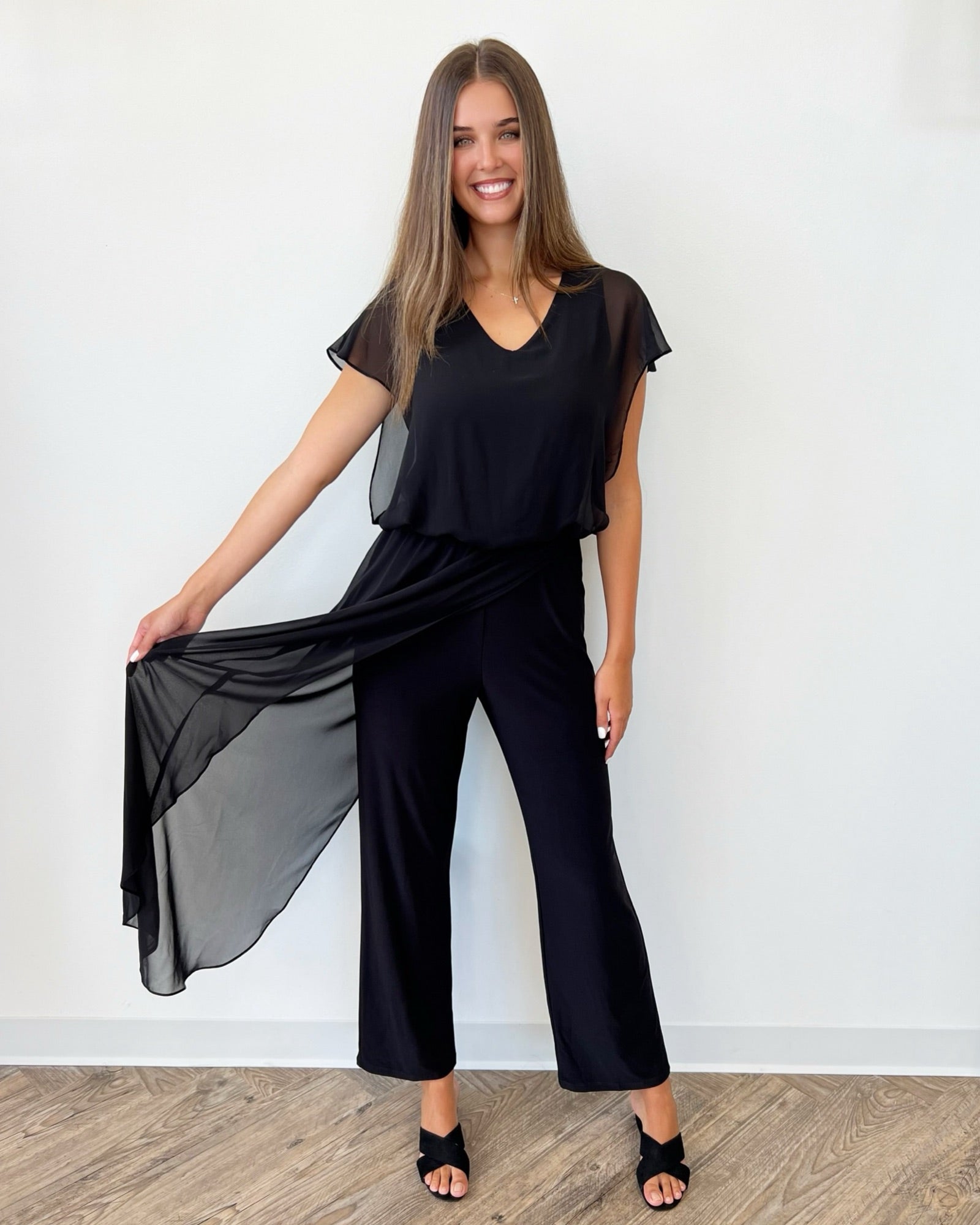 Day to Night Jumpsuit with Chiffon OverlayJumpsuit