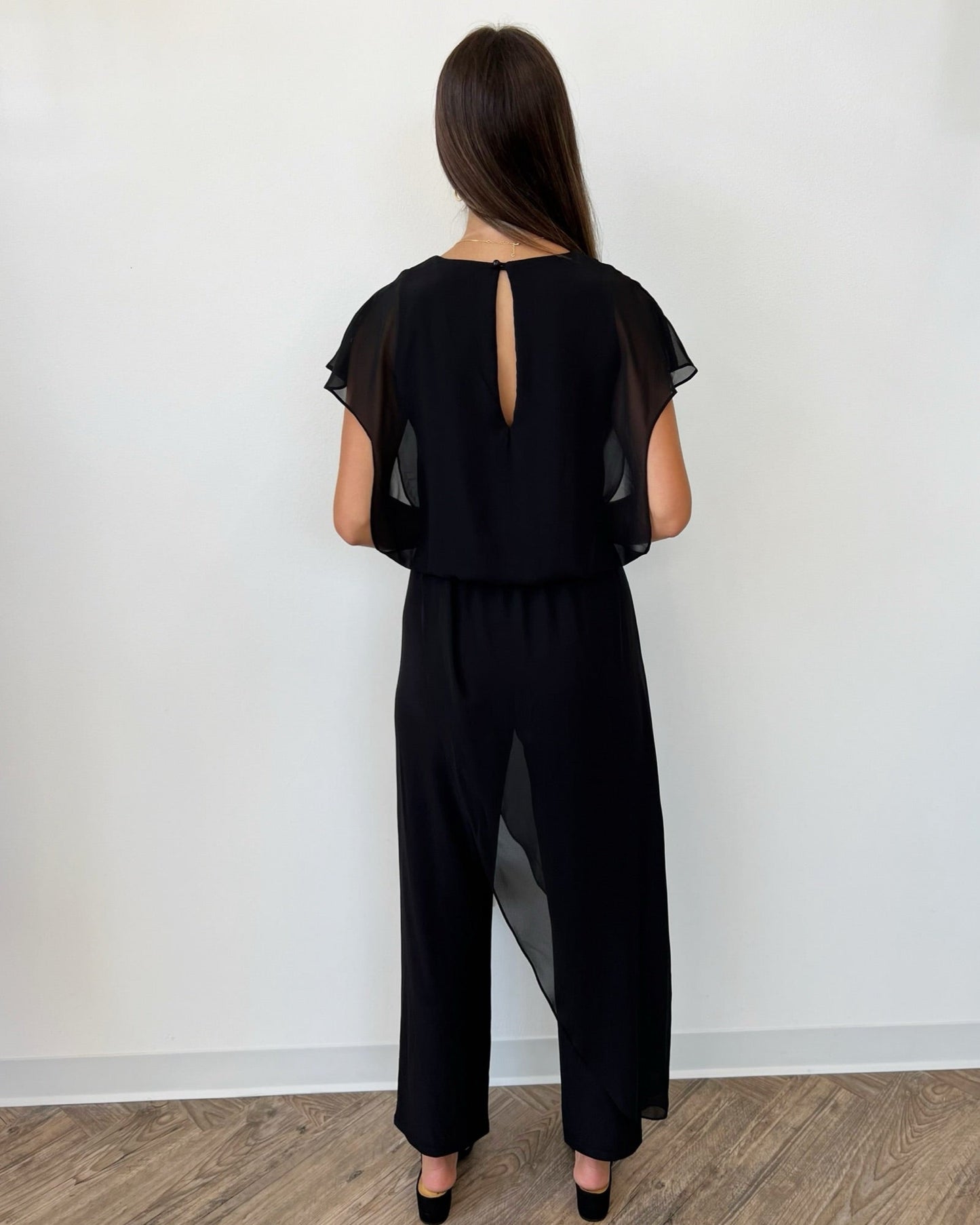 Day to Night Jumpsuit with Chiffon OverlayJumpsuit