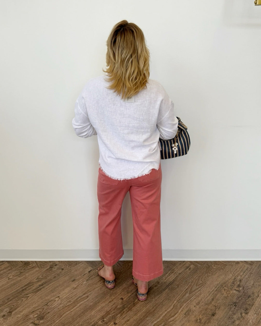 Dear John Adrianna Button Down Shirt with Fray Hembutton down shirt