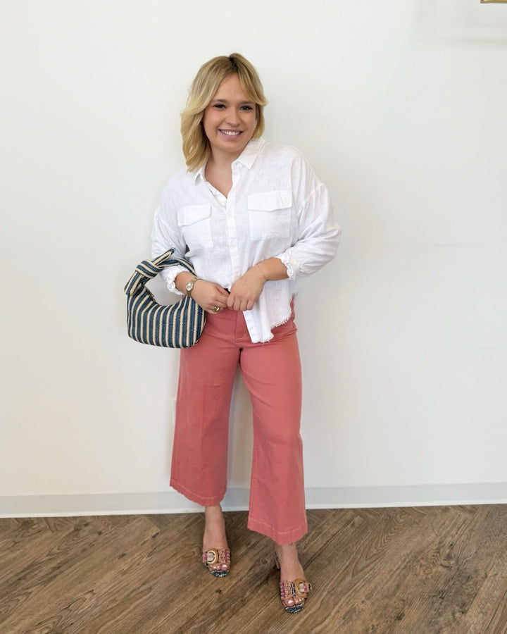 Dear John Adrianna Button Down Shirt with Fray Hembutton down shirt