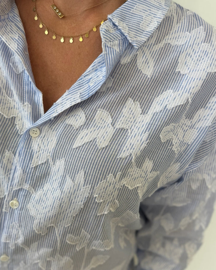 Dear John Adrianna Long Sleeve Floral Burnout Button Down Shirtbutton down shirt
