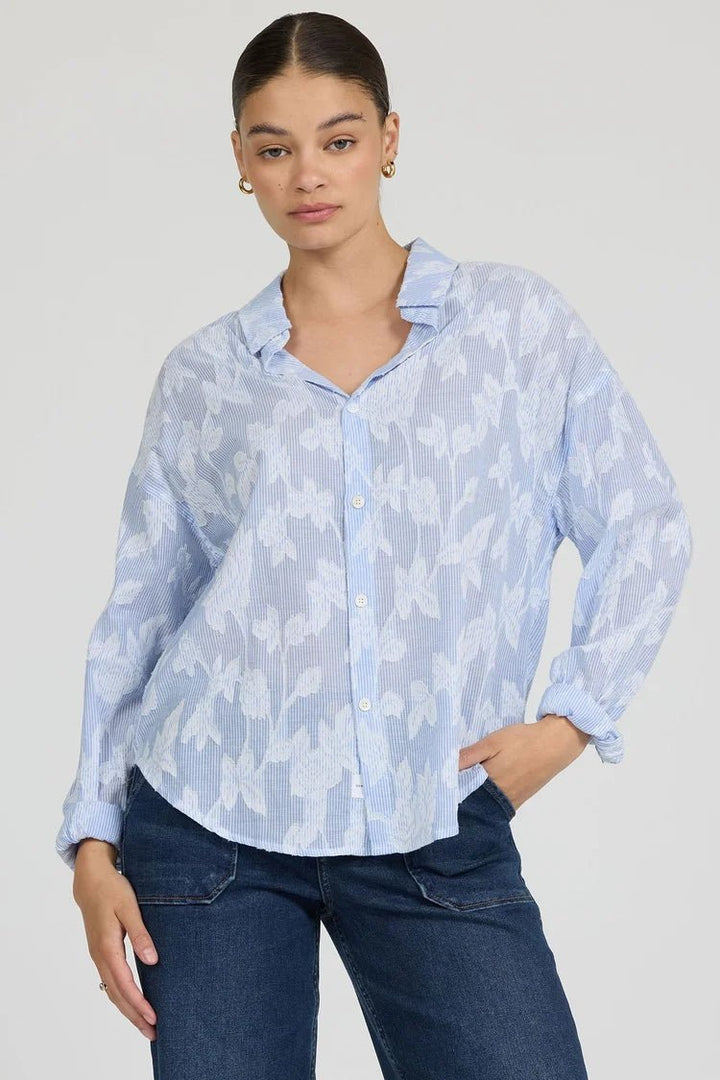 Dear John Adrianna Long Sleeve Floral Burnout Button Down Shirtbutton down shirt