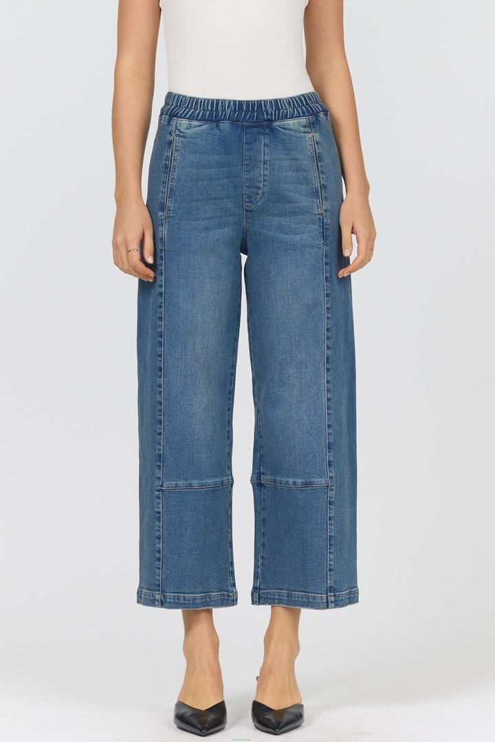 Dear John Della High Rise Pull on Jean with Tapered Legcropped denim