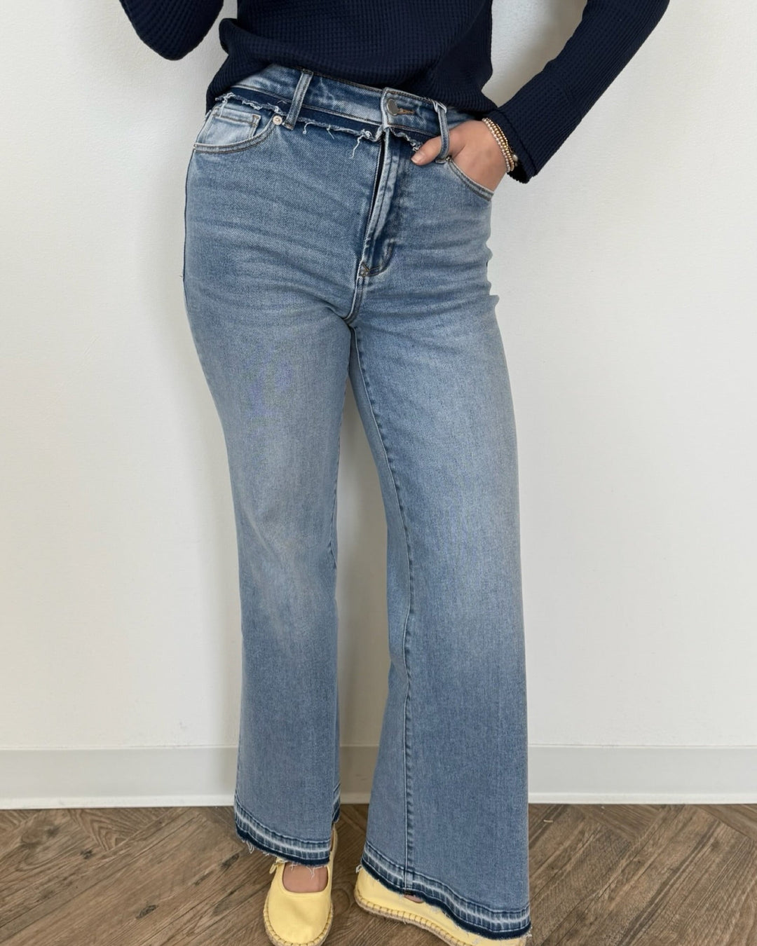 Dear John Fiona High Rise Wide Leg Raw Hem Jeanswide leg jeans