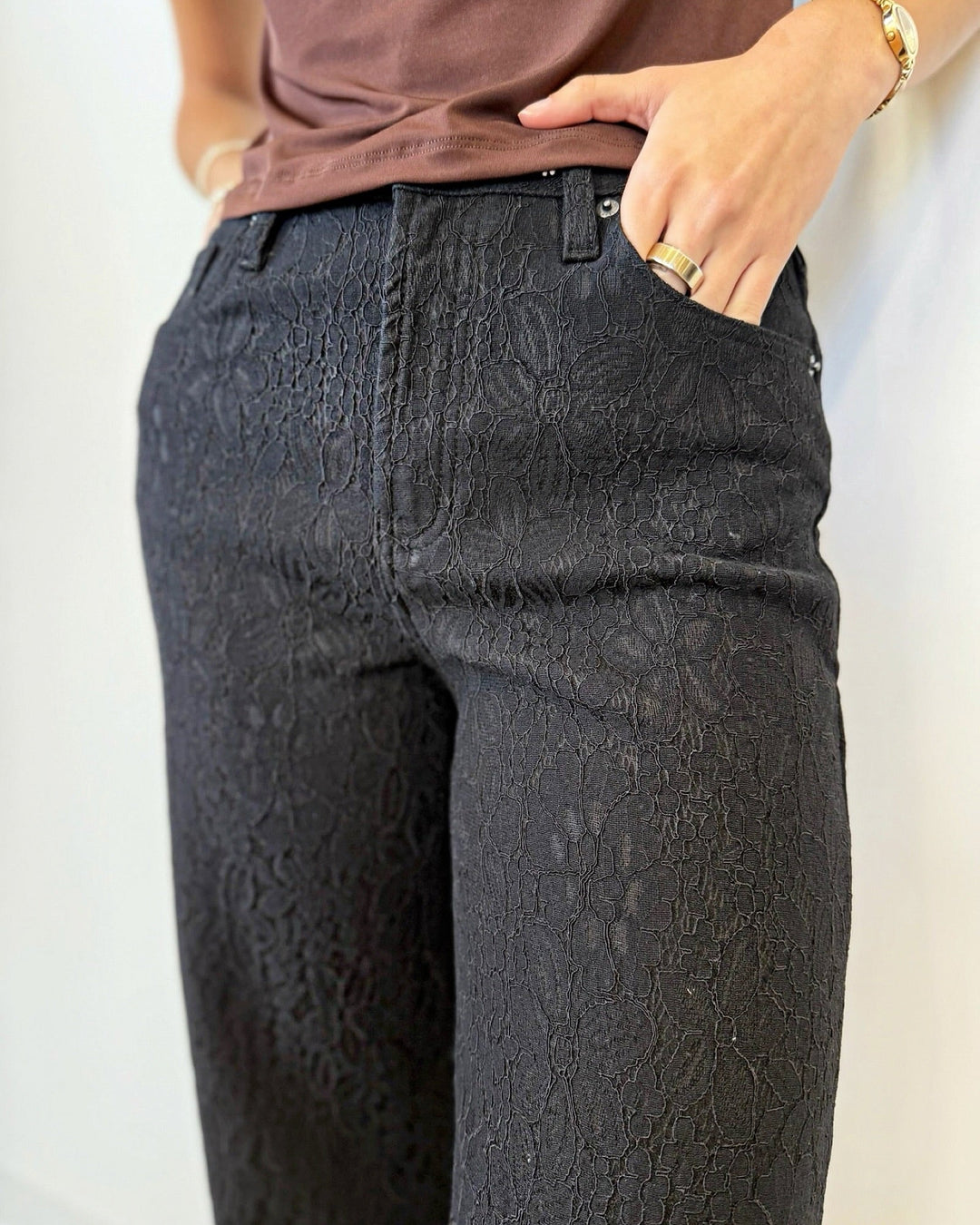 Dear John Fiona Wide Leg Jean with Floral Lacewide leg jeans