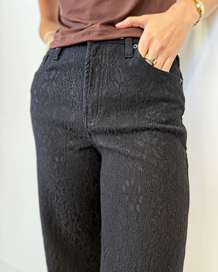 Dear John Fiona Wide Leg Jean with Floral Lacewide leg jeans