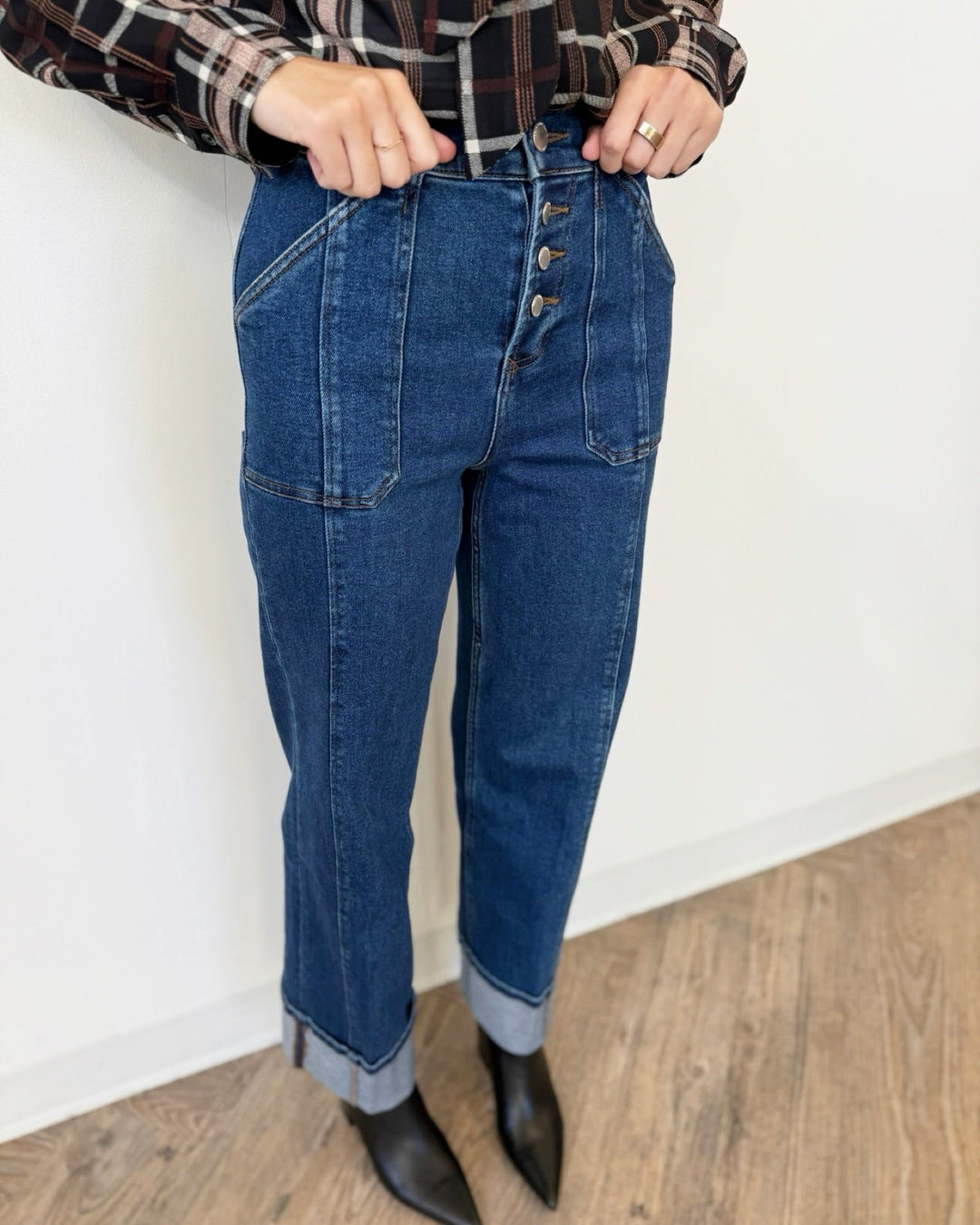 Dear John Holly Straight Leg Jean with Cuffed Hemstraight leg denim