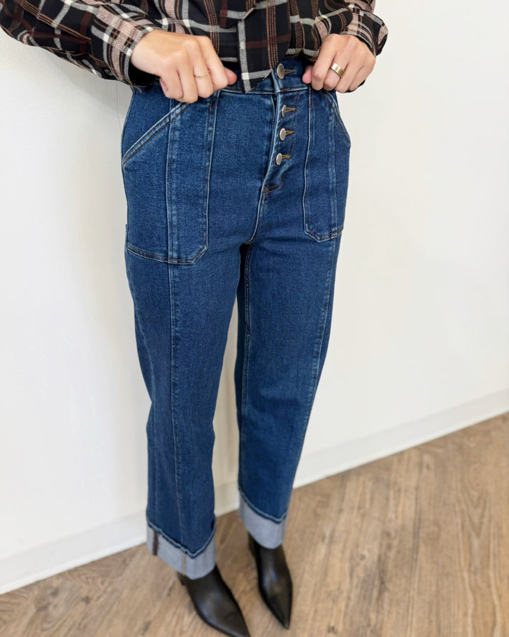 Dear John Holly Straight Leg Jean with Cuffed Hemstraight leg denim