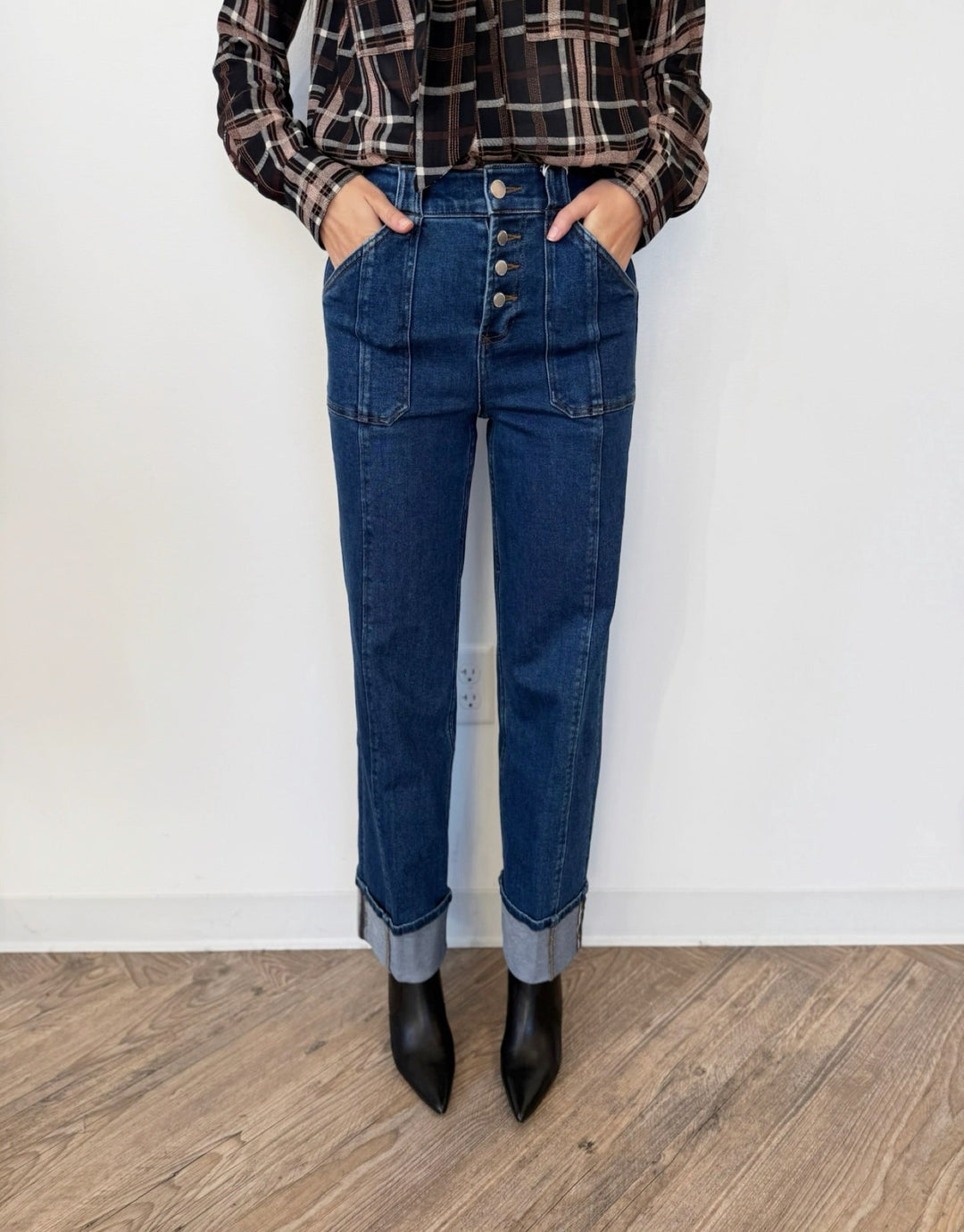 Dear John Holly Straight Leg Jean with Cuffed Hemstraight leg denim
