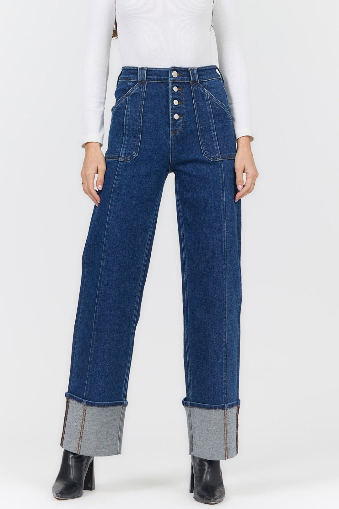 Dear John Holly Straight Leg Jean with Cuffed Hemstraight leg denim