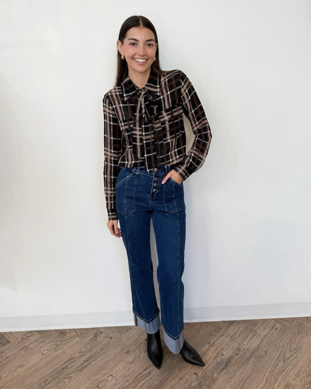 Dear John Holly Straight Leg Jean with Cuffed Hemstraight leg denim