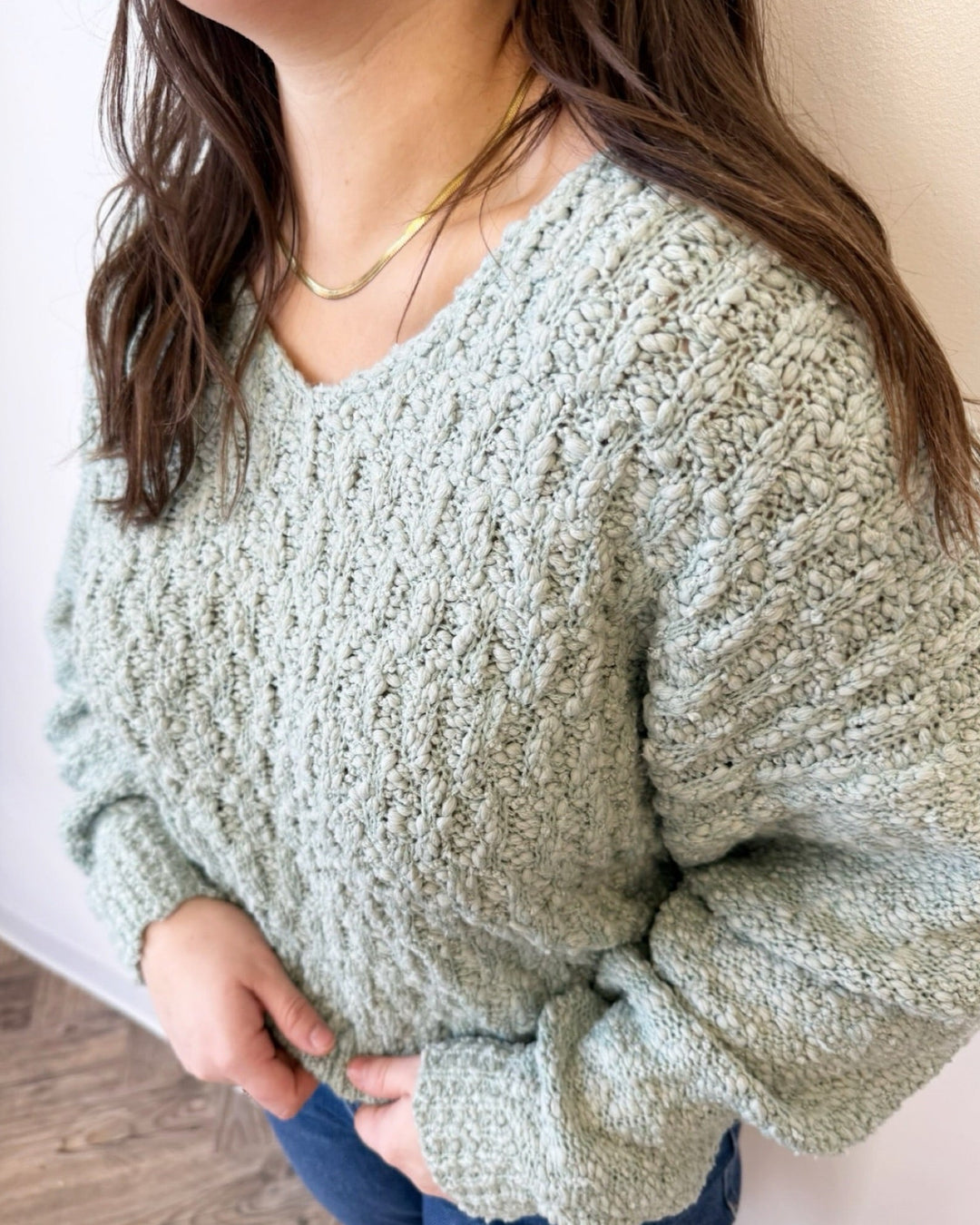 Dear John Lexi V Neck Long Sleeve Sweatersweater