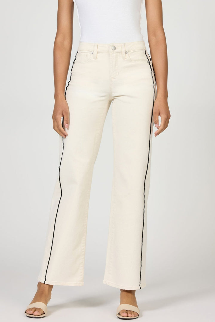 Dear John Taylor Mid High Rise Clean Hem Jean with Side Pipingstraight leg denim