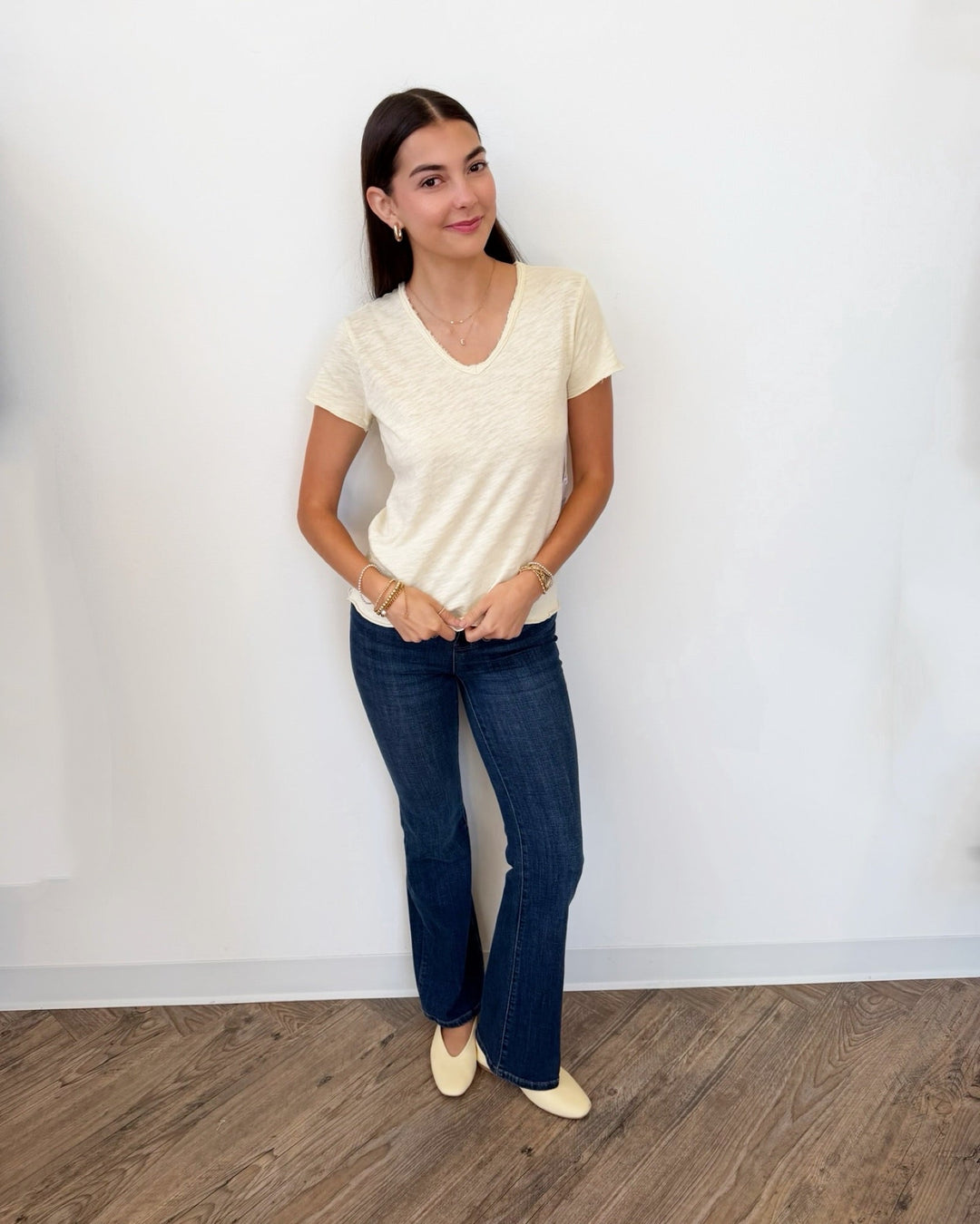 Dear John Vanya V-Neck Short Sleeve Relaxed Teeshort sleeve top