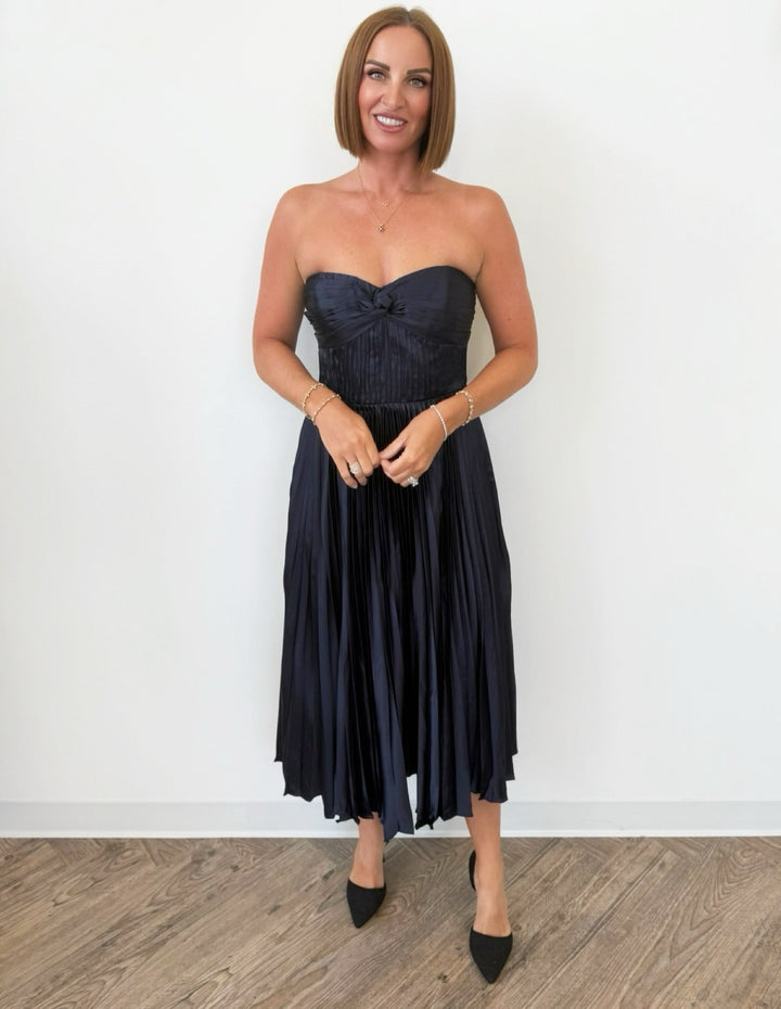 Deena Strapless Pleated Midi Dressdress