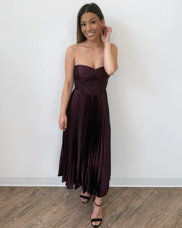 Deena Strapless Pleated Midi Dressdress